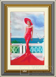 Lady in red, Дама в красном, сухая пастель, 22х32, фото №3