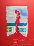 Lady in red, Дама в красном, сухая пастель, 22х32, фото №10