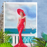 Lady in red, Дама в красном, сухая пастель, 22х32, фото №12
