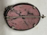Винтажная серебряная брошь с камнем Родонит, фото №6