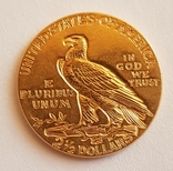 2,5 $ доллара США 1928 года 4,18г. золота 900’ Индеец, фото №6