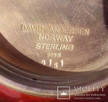Серебряная ваза с эмалью David Andersen, 1950е., фото №12