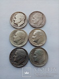 10 центов 1946, 1946, 1952,1956, 1962, 1964 США, серебро, фото №2