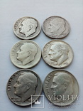 10 центов 1946, 1946, 1952,1956, 1962, 1964 США, серебро, фото №3