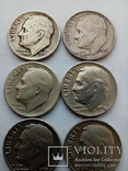 10 центов 1946, 1946, 1952,1956, 1962, 1964 США, серебро, фото №6