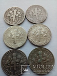 10 центов 1946, 1946, 1952,1956, 1962, 1964 США, серебро, фото №8