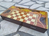 Доска для игры в шахматы и нарды росписная, фото №3