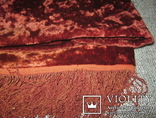 Старая скатерть бордово-красная, плюшевая 120х132см, фото №8