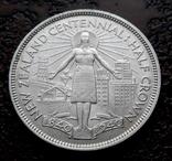 1/2 кроны Новая Зеландия 1940 юбилейная aUNC серебро, фото №2