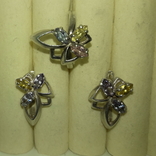 Серьги, кольцо, цветные камни, серебро, фото №9