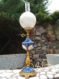 Лампа фарфор нарядная светильник стекло металл под керосиновую, фото №2
