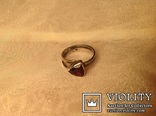 Старинное серебряное кольцо с гранатом., фото №3