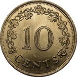 Мальта. 10 центов 1972 г. UNC, фото №3