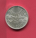 Италия 500 лир 1965 UNC серебро Данте, фото №2