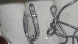 Серьги и подвес с цепочкой из серебро с янтарем, фото №4
