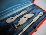 Письменный прибор в бархатной коробке ( Резной перламутр , серебро ) Европа 19 -й век, фото №5