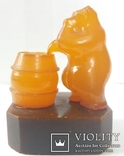  медведь с бочкой мёда (4х5.5см) янтарь 1960-70 г., фото №4