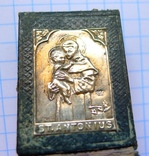 Католическая иконка в серебре 800 проба, кожа. St/ Antonius, фото №3