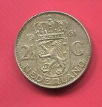 Нидерланды 2,5 гульдена 1961 серебро 15 гр., фото №2