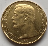 100 франков 1904 год Монако золото 32,22 грамма 900’, фото №2