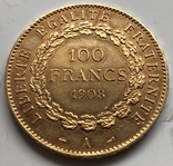 100 франков 1908 год Франция золото 32,23 грамма 900’, фото №5