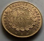 100 франков 1911 год Франция золото 32,23 грамма 900’, фото №4