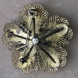 Объёмная серебряная брошь цветок, филигрань, 15 г, фото №6