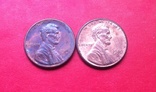 Монета США 1 цент с знаком монетного двора и без, фото №2