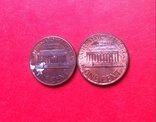 Монета США 1 цент с знаком монетного двора и без, фото №6