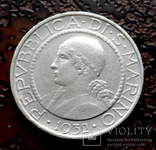 5 лир Сан Марино 1932 состояние aUNC серебро, фото №2