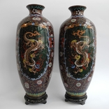 Старинные Японские парные вазы Клуазоне, фото №7