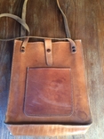 Старая кожаная сумка 31х28 см, фото №2