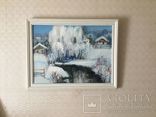 Старая картина картон, масло "Зимний пейзаж" Ф. М. Полонский., фото №2