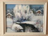 Старая картина картон, масло "Зимний пейзаж" Ф. М. Полонский., фото №5