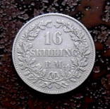 16 скиллингов Дания 1857 состояние серебро, фото №3
