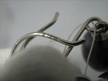 Новые Серебряные Серьги Черный Жемчуг Капли 10-10.5 мм Крючки 925 проба Серебро v004, фото №11