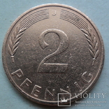 2 пфенинга 1972 год Германия Метка монетного двора  (J) Гамбург   (173), фото №2