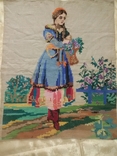 Картина крестиком Девушка с корзиной СССР, фото №2