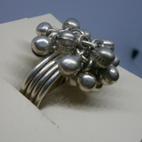 Широкое кольцо с подвесками бубенчиками. Серебро, фото №3