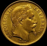 20 франків 1868 року,  Наполеон ІІІ, ВВ, UNC, фото №2