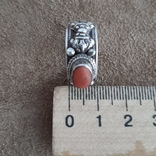Масивное Кольцо с кораллом (серебро 800 пр, вес 7 гр), фото №11