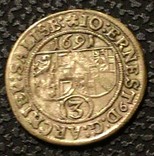Зальцбург 3 крейцера 1691 год серебро., фото №3