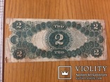  1917 год. Большые старые 2 $ доллара США Two USA Dollars big size, фото №3