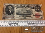  1917 год. Большые старые 2 $ доллара США Two USA Dollars big size, фото №2