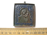 Эмалевая икона Богоматерь Казанская-19век,узорчатая обратка, фото №6