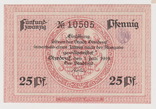 25 пфеннингов,Германия,Ohrdruf,1 июля 1919 год, фото №3