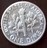 10 центів 1956 США   /срібло 900 =2.5 гр/АНЦ, фото №3