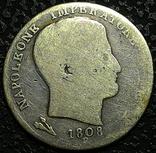 Французская Италия 1 лира 1808 год серебро, фото №3