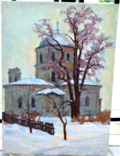 Obraz karton, olej \"Zabuta cerkva w Sednevi\" 1969 roku. CHernyuk W. G, numer zdjęcia 2