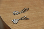 Крупные серьги серебро 925( Украина ) и горный хрусталь, фото №3